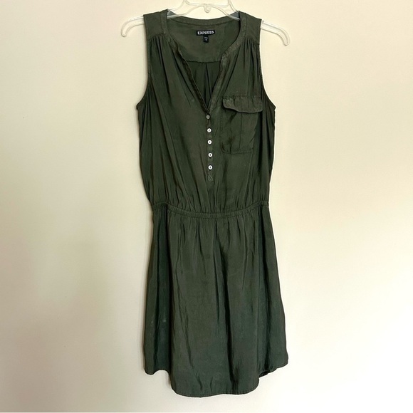 Express Women’s Olive Green Sleeveless Scoop Neck Midi Dress - Picture 1 of 10